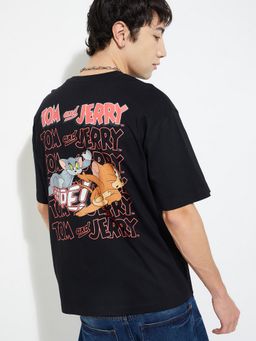 max - Urb_N Tom and Jerry Oversized Black T-Shirt