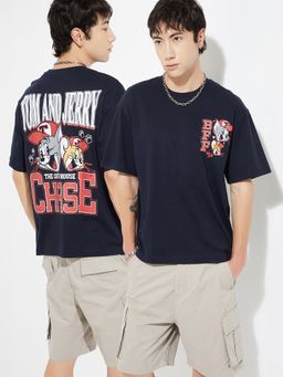 max - Urb_N Tom and Jerry Oversized Navy Blue T-Shirt