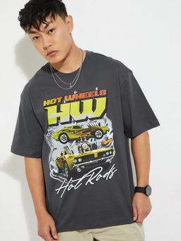 max - Urb_N Hot Wheels Print Oversized Grey T-Shirt