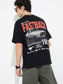 max - Urb_N Oversized Printed Black T-Shirt