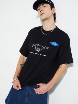 max - Urb_N Oversized Printed Black T-Shirt