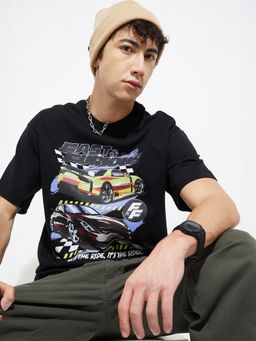 max - Urb_N Oversized Fast and Furious Black T-Shirt