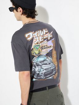 max - Urb_N Oversized Fast and Furious Grey T-Shirt