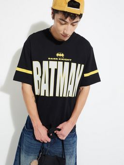 max - Urb_N Batman Print Oversized Black T-Shirt