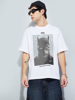 max - Urb_N Batman Print Oversized White T-Shirt