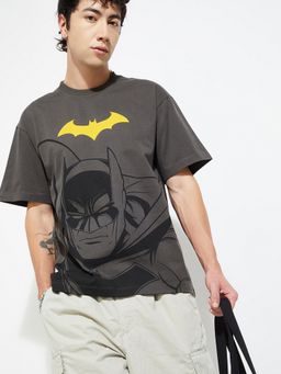max - Urb_N Batman Print Oversized Grey T-Shirt