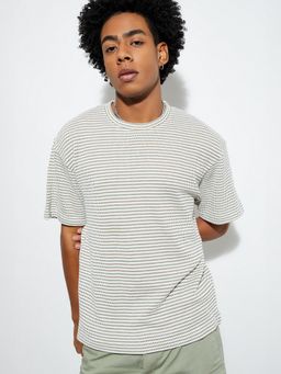 max - Urb_N Jacquard Oversized Off White T-Shirt