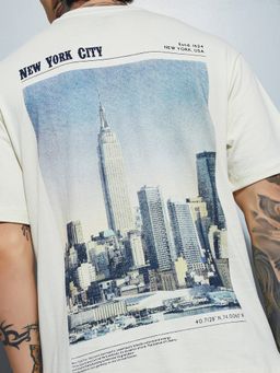 max - Urb_N Back Print Oversized Off White T-Shirt