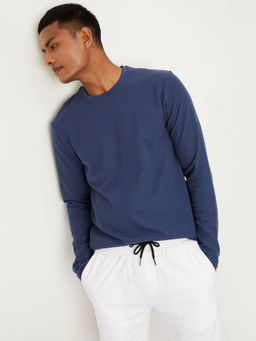 max - Textured Knit Lounge Blue T-Shirt