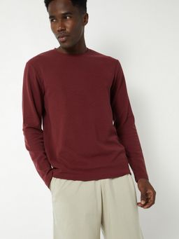 max - Textured Lounge Maroon T-Shirt