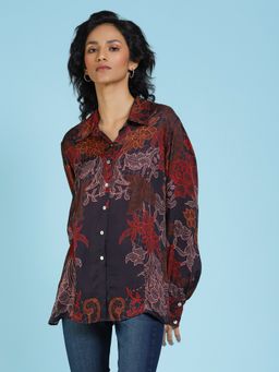 Label Ritu Kumar - Black Printed Shirt