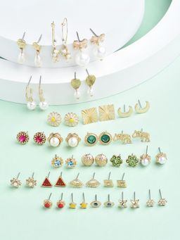 Zaveri Pearls - (Set of 25) Multi-Color Contemporary Studs & Drop Earrings ZPFK15132