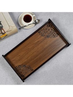 HomeTown - Reversible Dark Wenge Engineered Wood Tray Medium in Multi-Color