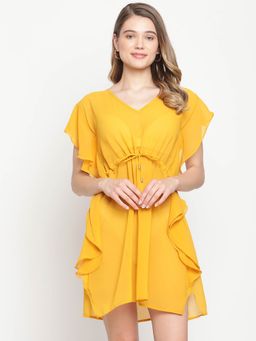 AOBA - Women Yellow Semi-Sheer Cover-Up Beach Dress
