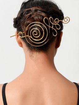 Silvermerc Designs - Women Gold Toned Embellished Hair Pin