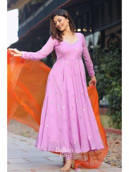 Bullion knot - Aurora Anarkali Kurta and Dupatta in Lilac (Set of 2)