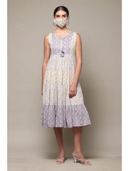 Biba - Women Lavender Cotton Tiered Midi Dress