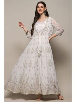 Biba - Women White Polyester A-Line Printed Dress