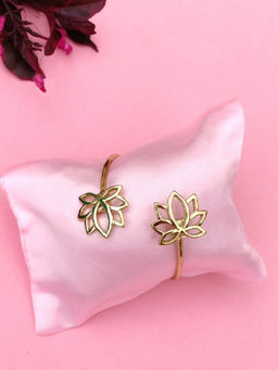 Estele - Gold Plated Antique Lotus Designer Bracelet for Women