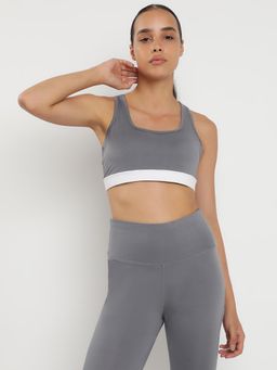 Wear Jukebox - Momentum Sports Bra for Girls and Women Grey