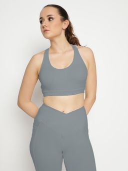 Wear Jukebox - Empower Sports Bra for Girls and Women Grey