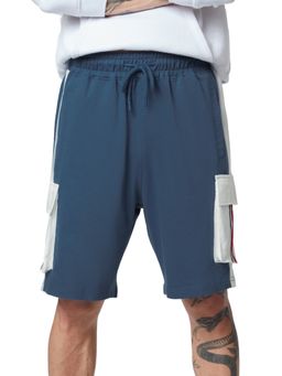 The Souled Store - Tss Originals: Denim Blue Colourblock Men Lounge Shorts