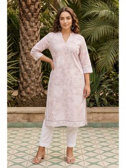 Aurelia - Pink Floral Printed Straight Kurta