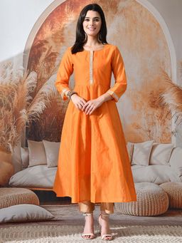 DECKEDUP - Orange Gotta Patti Anarkali Kurta