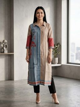 Varanga - Blue The Contemporary Classic Striped Kurta