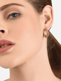 Lilly & Sparkle - Gold Toned Textured Hoop Earrings