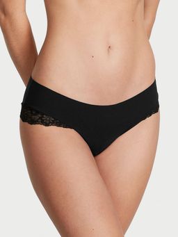 Victoria's Secret - No-Show Lace-Trim Cheeky Panty - Black