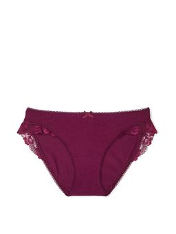 Victoria's Secret - Stretch Cotton Lace-Trim Bikini Panty - Purple