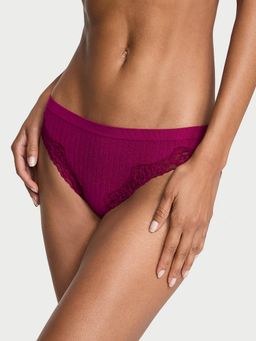 Victoria's Secret - Seamless Rib Lace-Trim Bikini Panty - Pink