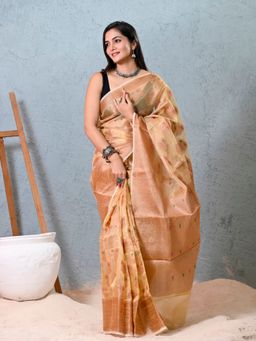 Doria Lifestyle - Beige Premium Floral Woven Kota Silk Saree