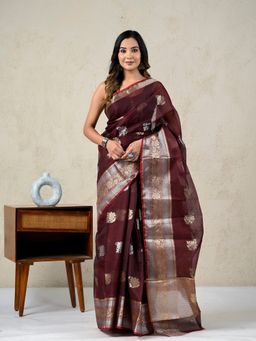 Doria Lifestyle - Maroon Premium Kota Silk Floral Woven Saree