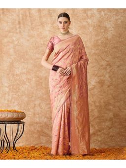 Mirraw - Elegant Peach Woven Art Silk Saree