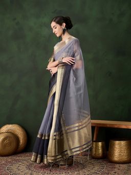Mirraw - Elegant Grey Cotton Silk Handloom Saree