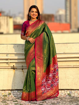 Mirraw - Green Splendour Woven Paithani Art-Silk Saree