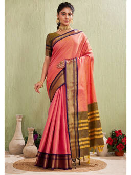 Mirraw - Elegant Pink Woven Traditional Saree
