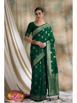 Mirraw - Elegant Green Art Silk Woven Saree