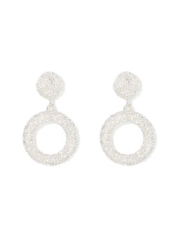 Forever New - White Tabby Texture Hoop Earrings