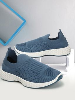 Carlton London - Women's Slip On Teal Blue Color Woven Desing Comfortable Sneakers