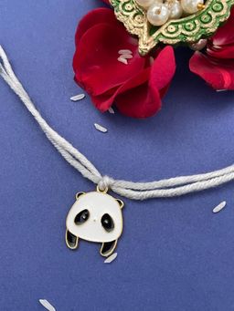 Digital Dress Room - Latest Designer Cartoon Panda OmbreWhiteGrey Thread Rakhi for Little Brother