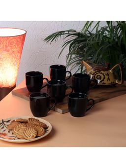 CDI - Black Ceramic Glossy Mugs Set of 6