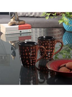 CDI - Brown & Black Printed Pack of 6 Ceramic Glossy Mugs Set
