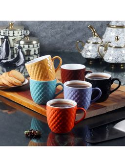 CDI - Adults Multicolored Set of 6 Solid Ceramic Glossy Cups