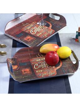CDI - Set of Two Brown Melamine Serving Trays