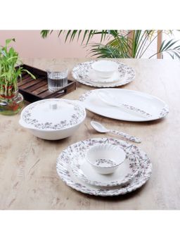 CDI - White & Pink Pieces Floral Printed Melamine Glossy Dinner Set