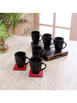 Ceradeco - CDI Set of 6 Black Solid Ceramic Glossy Mugs