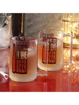Ceradeco - Set of 2 Transparent Printed Beer Mugs